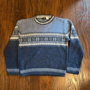 Route 66 Vintage Blue and White Crewneck Sweater